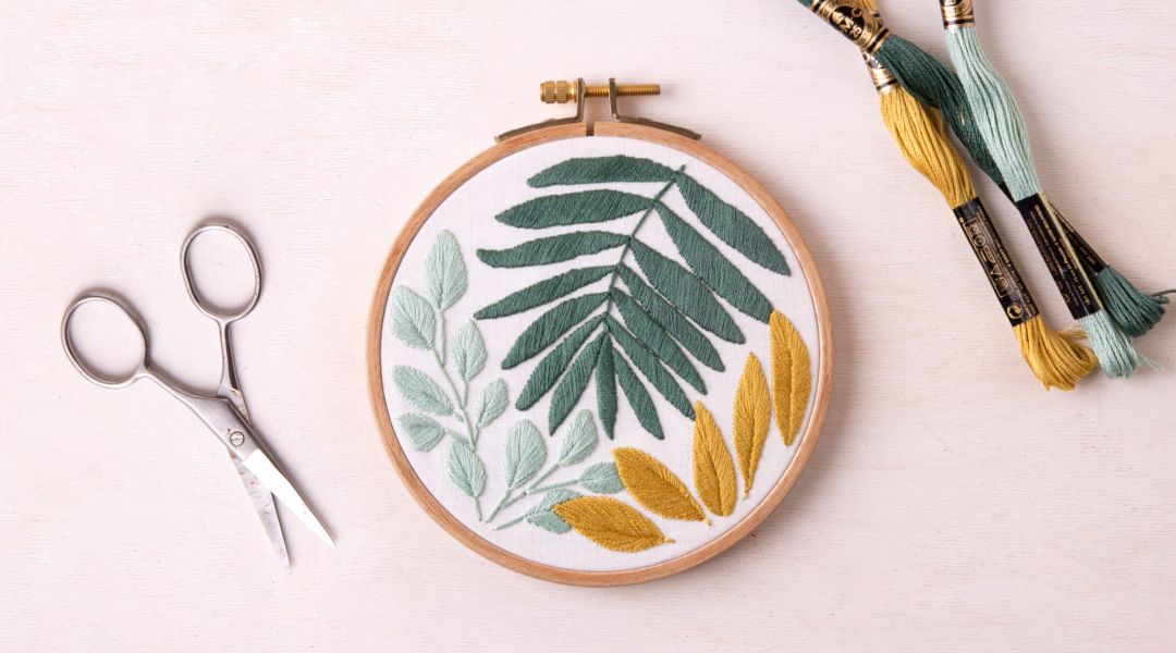 Botanical Leaf Embroidery