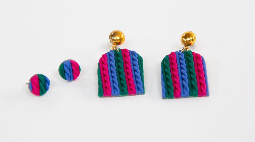 Make Faux Knit Dangle Earrings with Polymer Clay