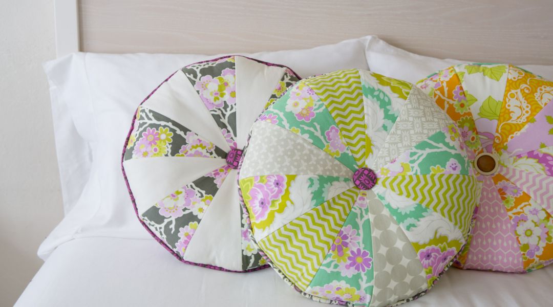 Round Button Cartwheel Pillow