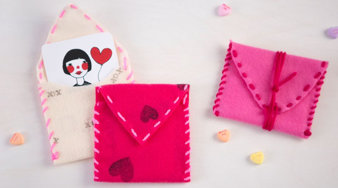 Stamped and Sewn Valentine's Pouches