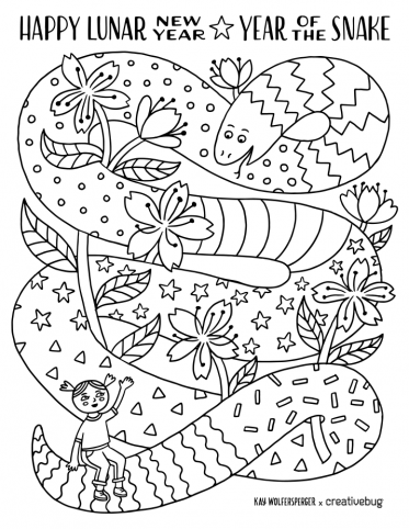 Lunar New Year: Year of the Snake Coloring Page