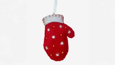 Embroidered 3D Mitten Ornament