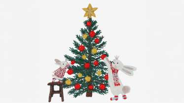 Christmas Tree Bunnies Embroidery