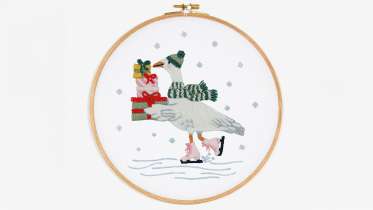 Ice Skating Goose Embroidery
