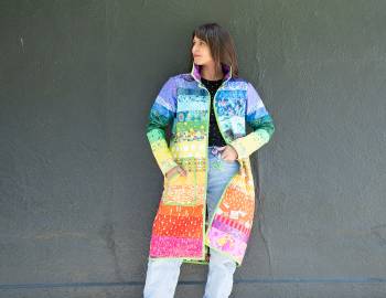 Rainbow Gradient Quilted Coat: A Daily Practice