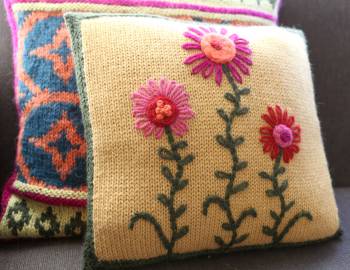 Embroidered Knit Pillow