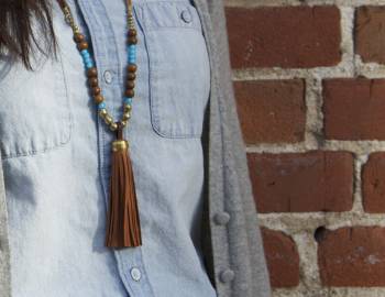 Make a Beaded Leather Tassel Necklace