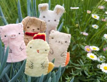 Hand Sew Farm Animal Finger Puppets