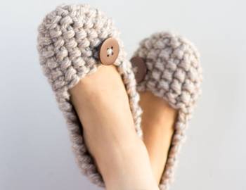 Knitted Seed Stitch Slippers