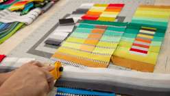 A ribbon quilt being made in Sarah Bond's Make a Ribbon Quilt Top class on Creativebug