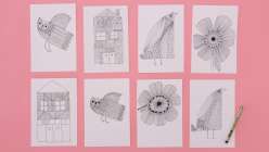 Eight penned pictures from Lisa Congdon's Developing your Visual Vocabulary daily practice class on Creativebug
