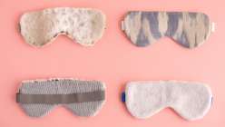 Four sleep masks made in Sanae Ishida's Creativebug class, Sew a Sleep Mask