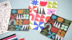 A selection of graphic art made in Lisa Congdon's One Square at a Time: Make Art on a Grid class on Creativebug.