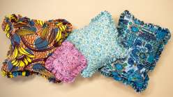 Four colorful pillows made in Faith Hale's Sew a Ruffled Pillow Cover class on Creativebug.