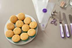Emily Tatak from Wiltons teaches piping basics, consistency and color of buttercream, filling a cake-decorating bag, how to make pretty rosettes, classic swirls, adding stripes!