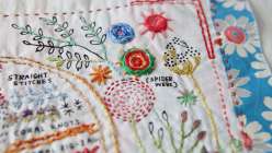 Rebecca teaches straight stitches before moving onto decorative and knotted stitches, including the elusive French knot